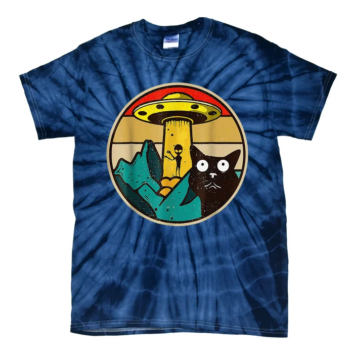 Alien Cat UFO Galaxy Ca Spaceship Funny Cat Tee Tie-Dye T-Shirt