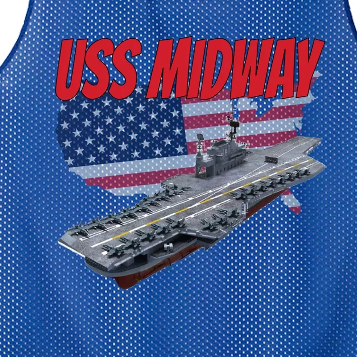 Aircraft Carrier Uss Midway Usa Flag Veteran Grandpa Dad Son Gift Mesh Reversible Basketball Jersey Tank