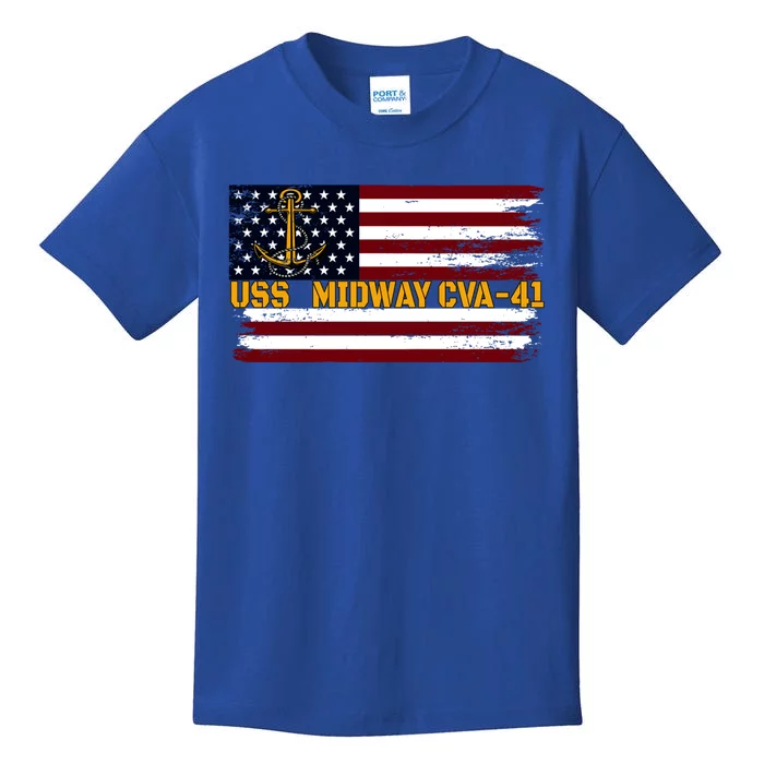 Aircraft Carrier Uss Midway Cva41 Veterans Day FatherS Day Great Gift Kids T-Shirt