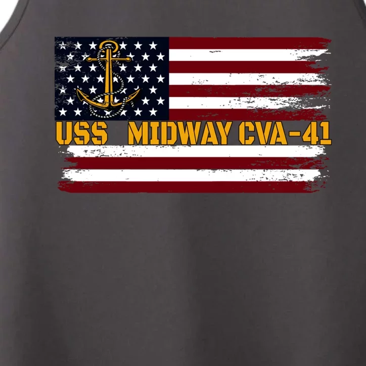 Aircraft Carrier Uss Midway Cva41 Veterans Day FatherS Day Great Gift Performance Tank