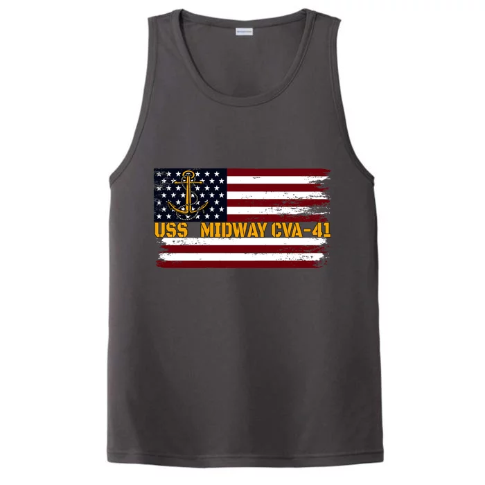 Aircraft Carrier Uss Midway Cva41 Veterans Day FatherS Day Great Gift Performance Tank