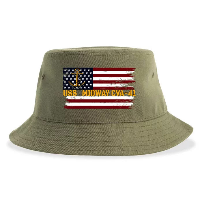 Aircraft Carrier Uss Midway Cva41 Veterans Day FatherS Day Great Gift Sustainable Bucket Hat