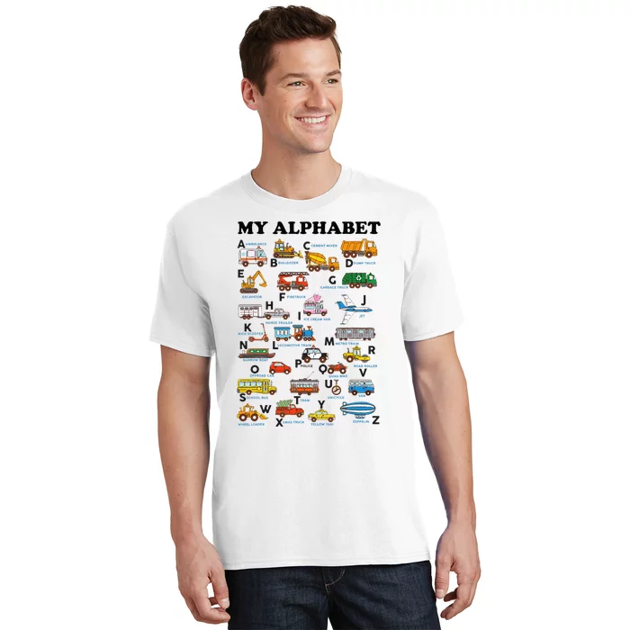 Alphabet Construction Vehicles ABC Learning Teaching T-Shirt