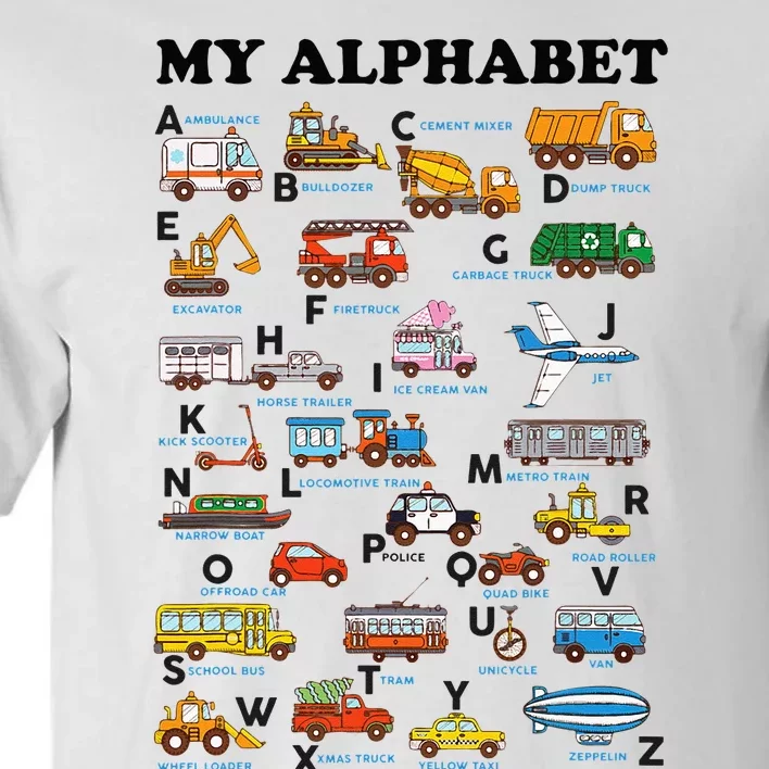 Alphabet Construction Vehicles ABC Learning Teaching Tall T-Shirt