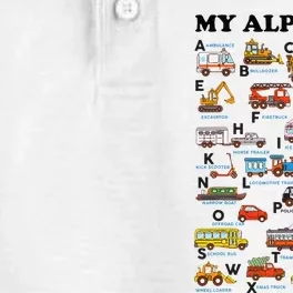 Alphabet Construction Vehicles ABC Learning Teaching Dry Zone Grid Performance Polo