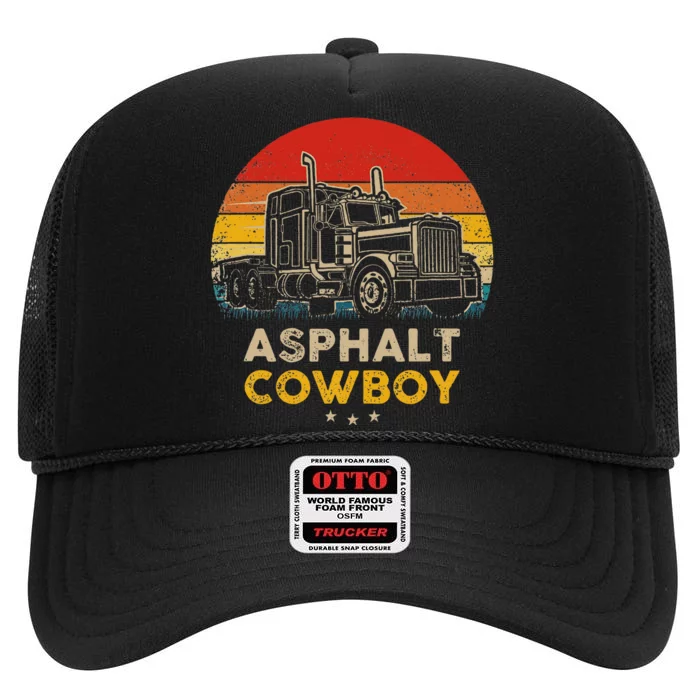 Asphalt Cowboy Vintage Trucker Retro Style High Crown Mesh Trucker Hat