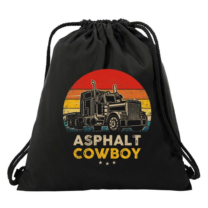 Asphalt Cowboy Vintage Trucker Retro Style Drawstring Bag