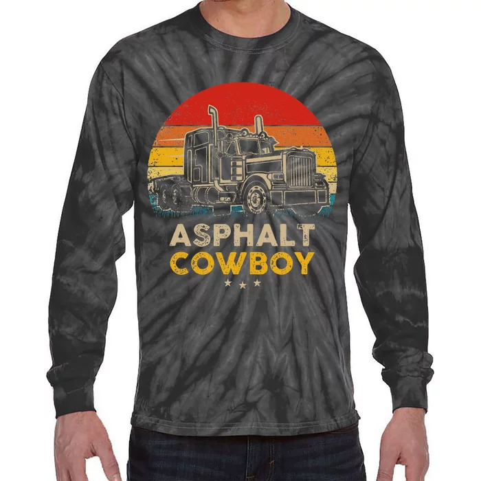 Asphalt Cowboy Vintage Trucker Retro Style Tie-Dye Long Sleeve Shirt