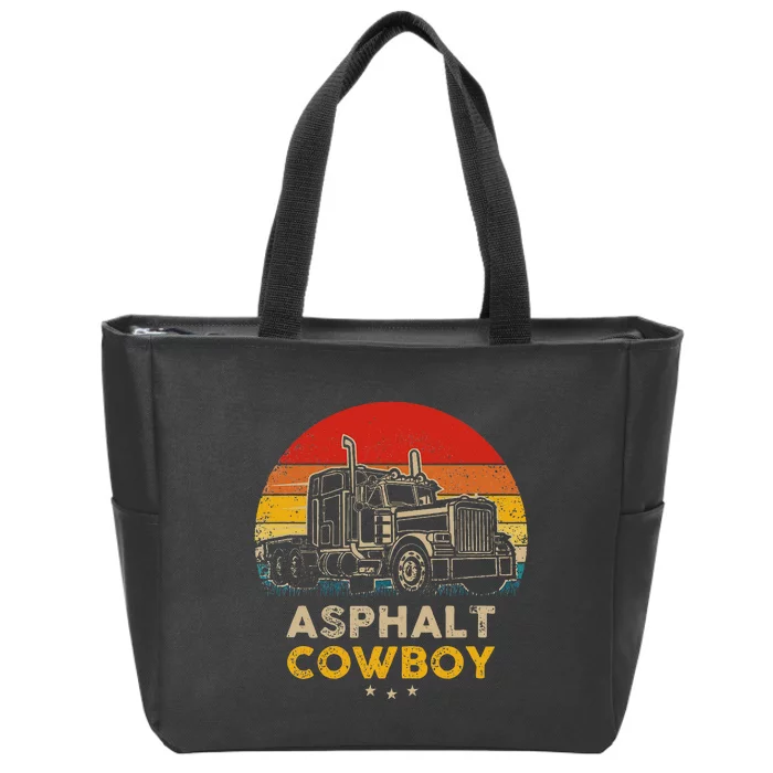 Asphalt Cowboy Vintage Trucker Retro Style Zip Tote Bag