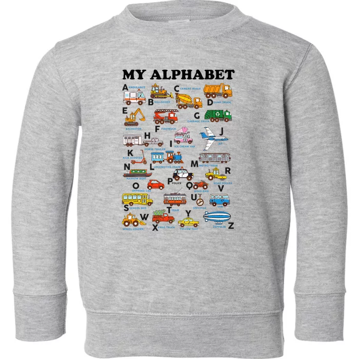 Alphabet Construction Vehicles Abc Learning Teaching Toddler Sweatshirt