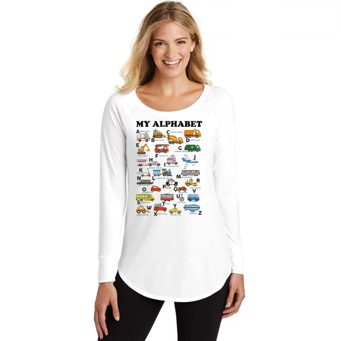 Alphabet Construction Vehicles Abc Learning Teaching Women's Perfect Tri Tunic Long Sleeve Shirt