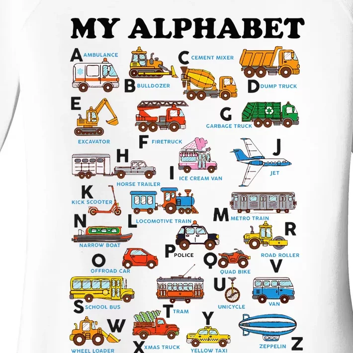 Alphabet Construction Vehicles Abc Learning Teaching Women's Perfect Tri Tunic Long Sleeve Shirt