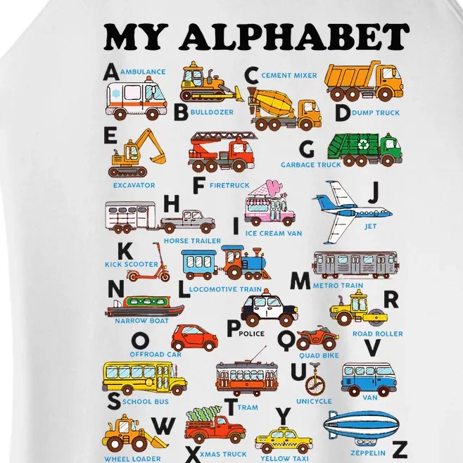 Alphabet Construction Vehicles Abc Learning Teaching Women’s Perfect Tri Rocker Tank