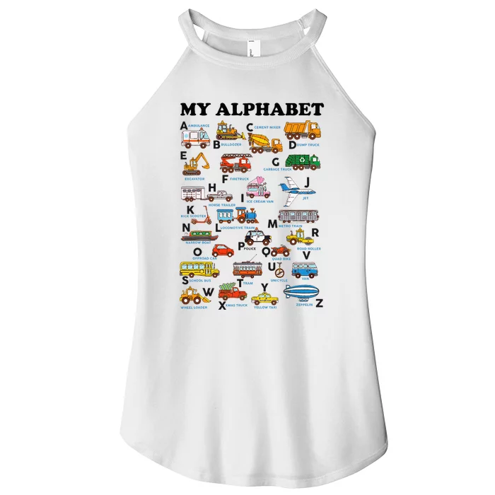 Alphabet Construction Vehicles Abc Learning Teaching Women’s Perfect Tri Rocker Tank