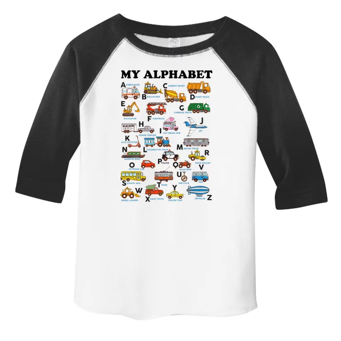 Alphabet Construction Vehicles Abc Learning Teaching Toddler Fine Jersey T-Shirt