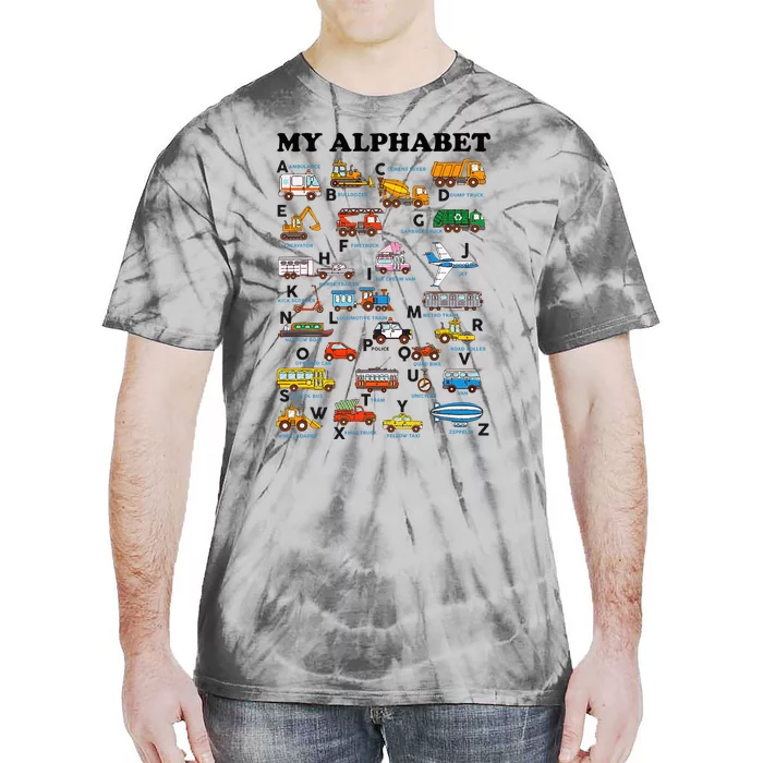 Alphabet Construction Vehicles Abc Learning Teaching Tie-Dye T-Shirt