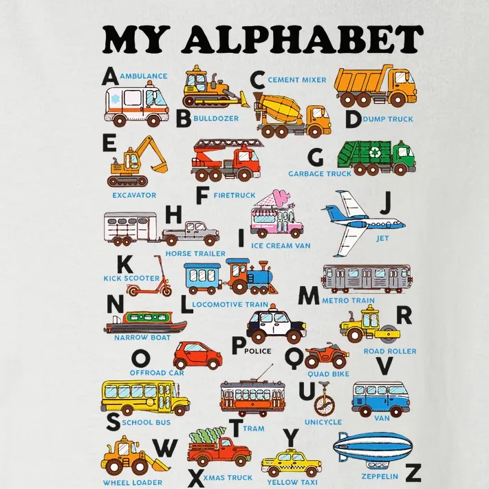 Alphabet Construction Vehicles Abc Learning Teaching Toddler Long Sleeve Shirt