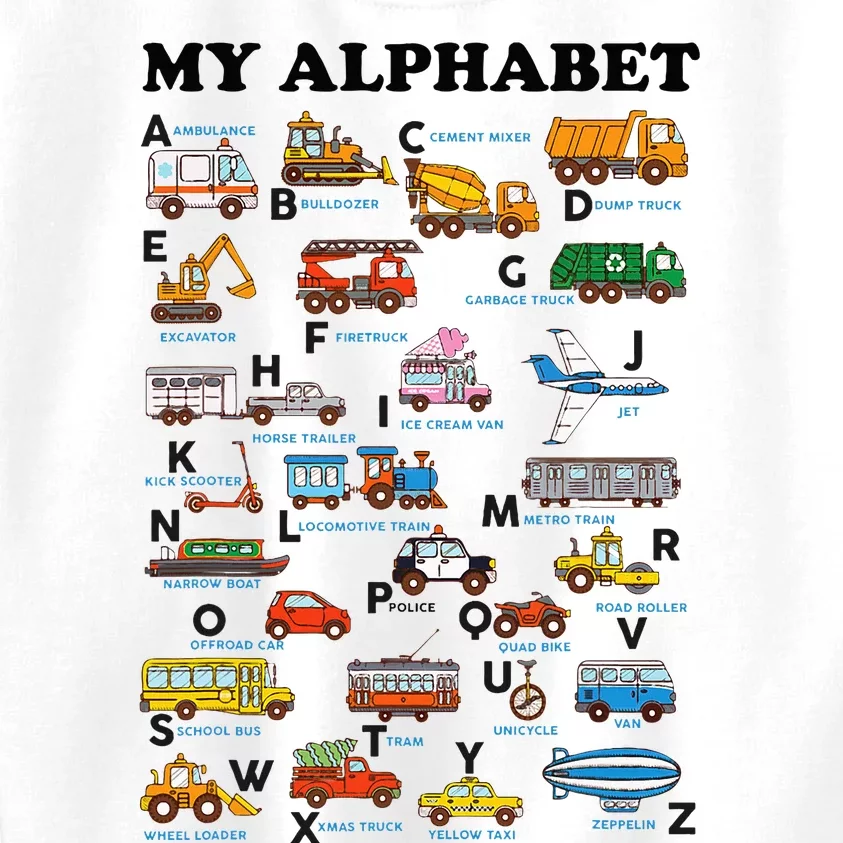 Alphabet Construction Vehicles Abc Learning Teaching Kids Sweatshirt