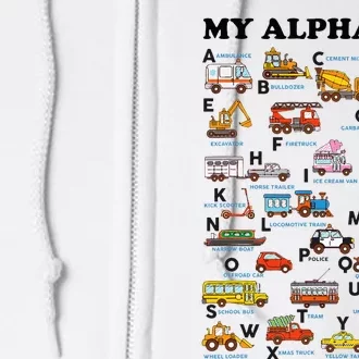 Alphabet Construction Vehicles Abc Learning Teaching Full Zip Hoodie