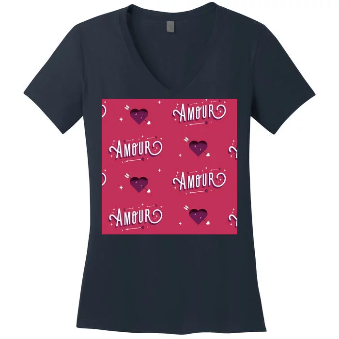 Amour Cute Valentine's Day Gift Women's V-Neck T-Shirt