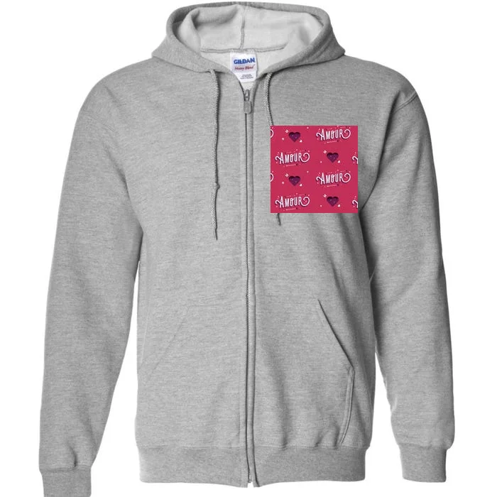 Amour Cute Valentine's Day Gift Full Zip Hoodie