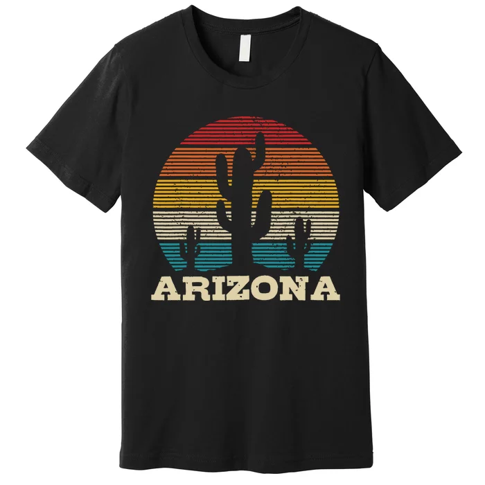 Arizona Cactus Vintage Retro Desert Souvenir Gift Premium T-Shirt