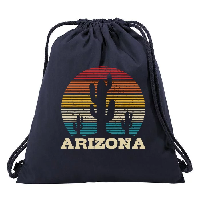 Arizona Cactus Vintage Retro Desert Souvenir Gift Drawstring Bag