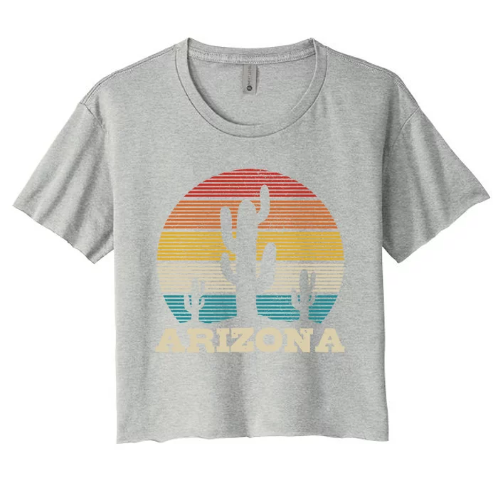 Arizona Cactus Vintage Retro Desert Souvenir Gift Women's Crop Top Tee