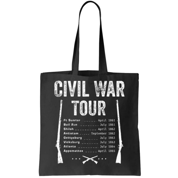 American Civil War Tour Battle Dates Reenactment Gettysburg Tote Bag