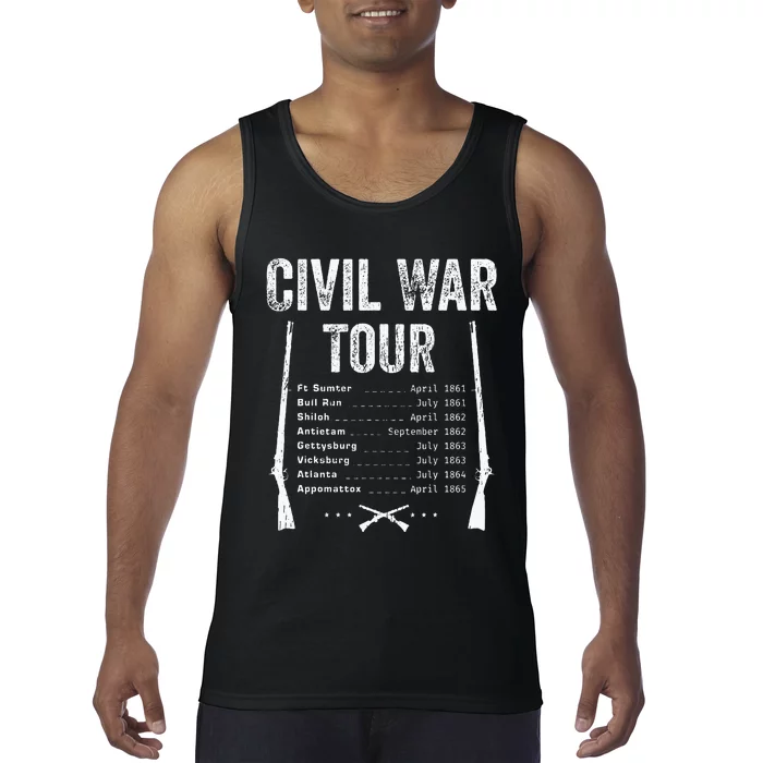 American Civil War Tour Battle Dates Reenactment Gettysburg Tank Top