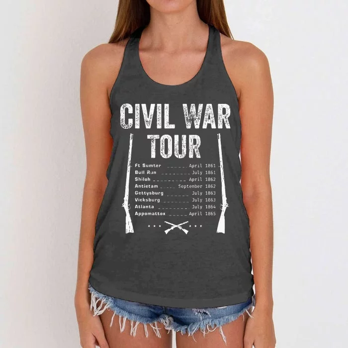 American Civil War Tour Battle Dates Reenactment Gettysburg Women's Knotted Racerback Tank