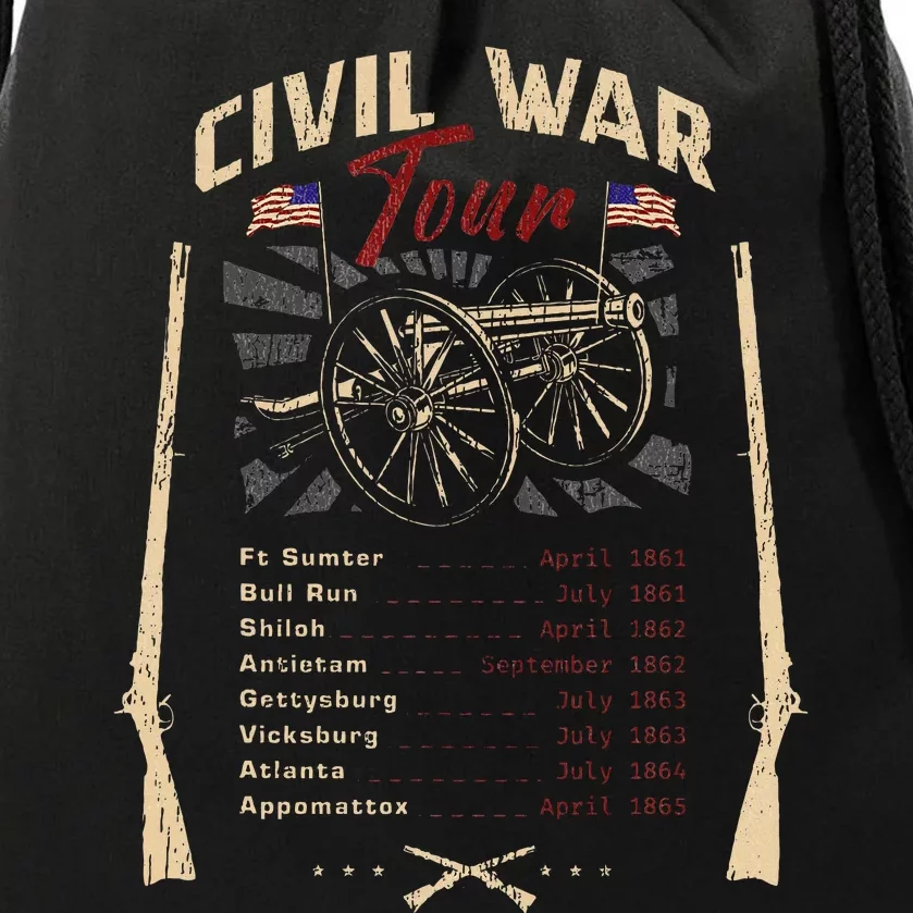 American Civil War Battle Dates Reenactment Gettysburg Drawstring Bag