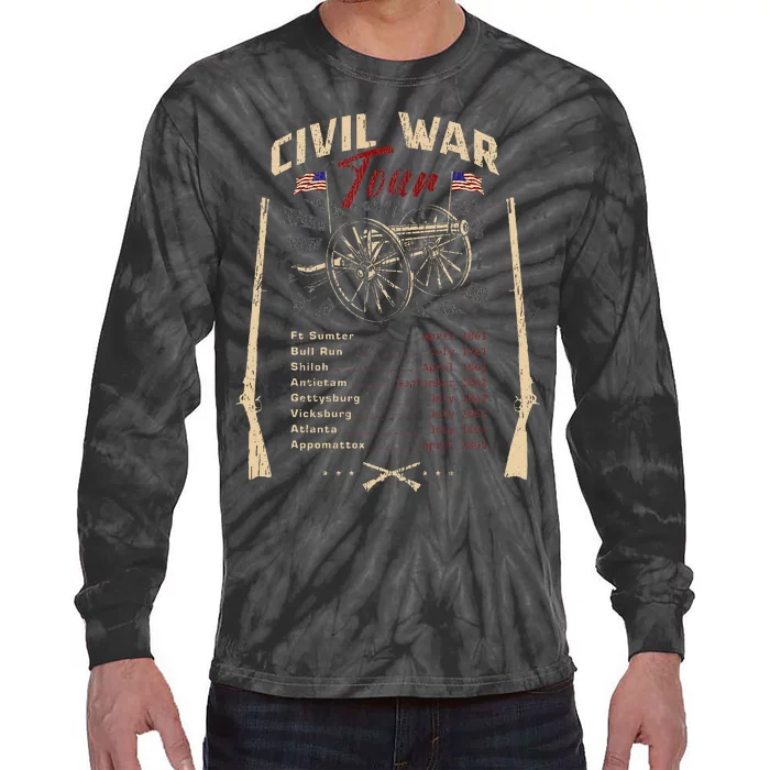 American Civil War Battle Dates Reenactment Gettysburg Tie-Dye Long Sleeve Shirt