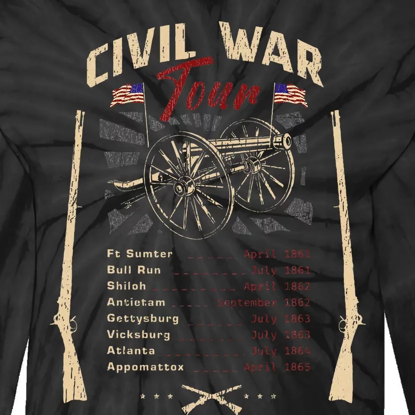 American Civil War Battle Dates Reenactment Gettysburg Tie-Dye Long Sleeve Shirt