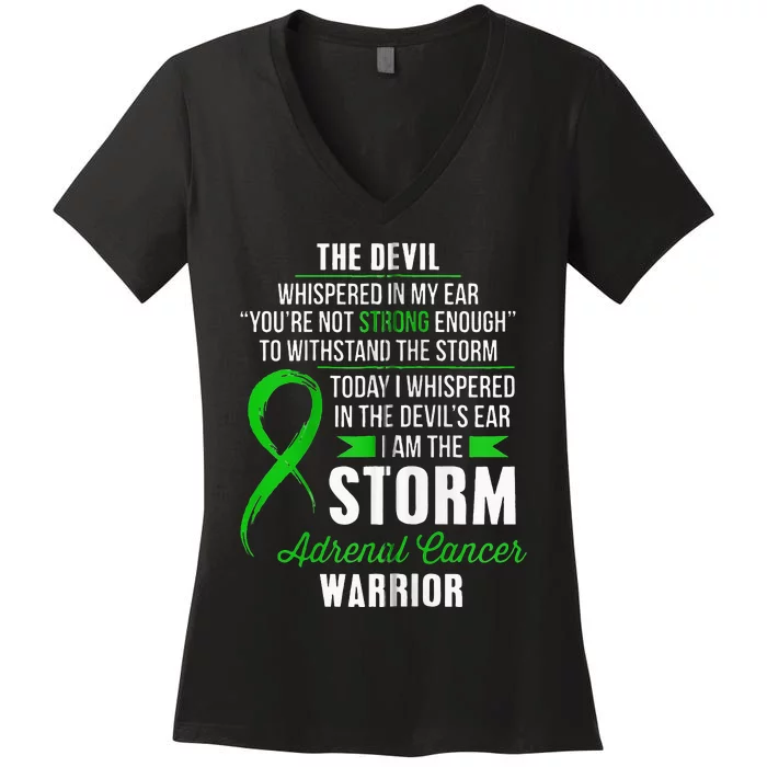 Adrenal Cancer Warrior I Am The Storm Women's V-Neck T-Shirt