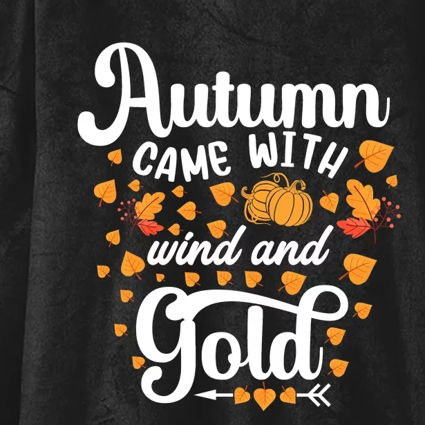 Autumn Came With Wind And Gold Graphic Hooded Wearable Blanket