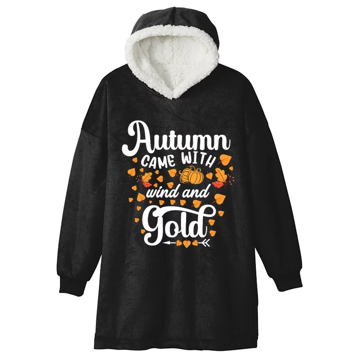 Autumn Came With Wind And Gold Graphic Hooded Wearable Blanket