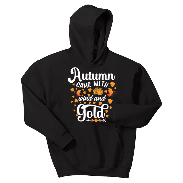 Autumn Came With Wind And Gold Graphic Kids Hoodie