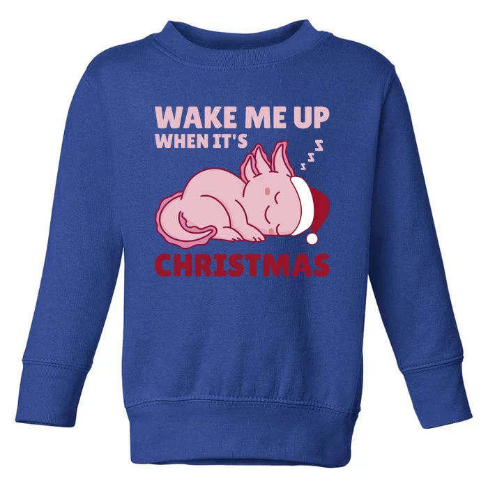 Axolotl Christmas Wake Me Up When ItS Christmas Funny Gift Toddler Sweatshirt