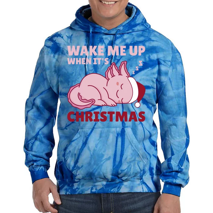 Axolotl Christmas Wake Me Up When ItS Christmas Funny Gift Tie Dye Hoodie