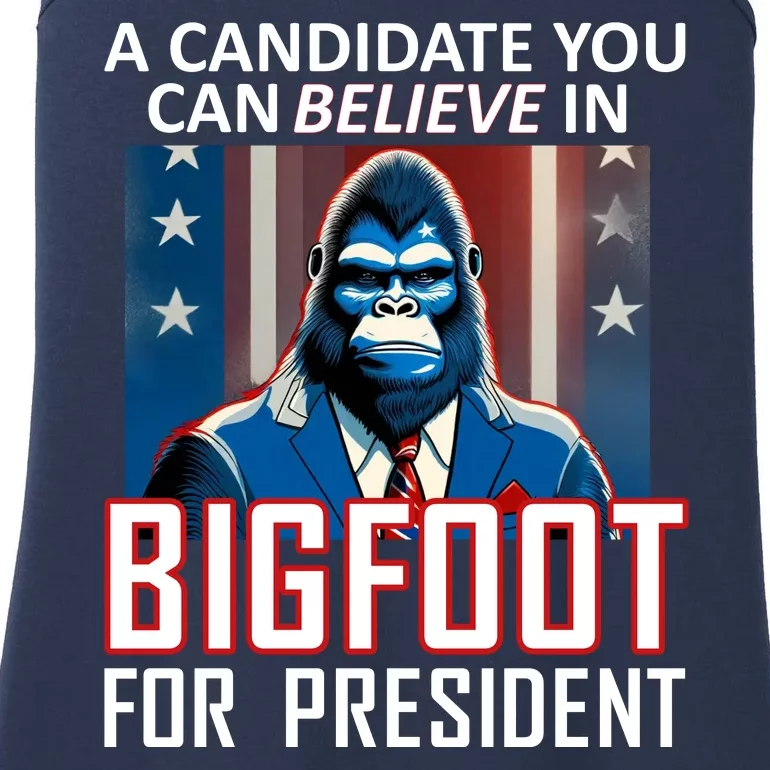 A Candidate You Can Believe In. Bigfoot For President Ladies Essential Tank