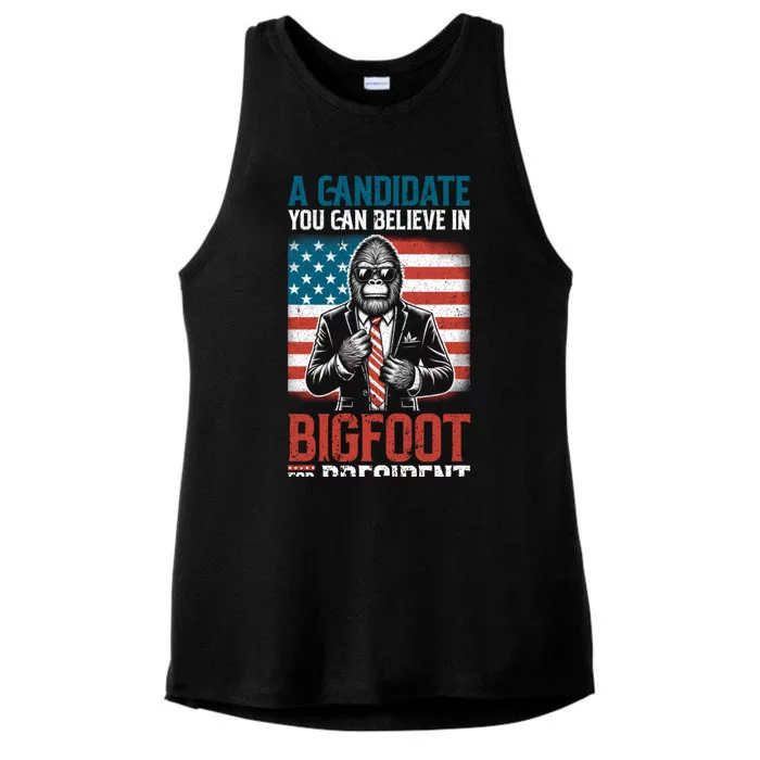 A Candidate You Can Believe In Bigfoot For President 2024 Ladies Tri-Blend Wicking Tank