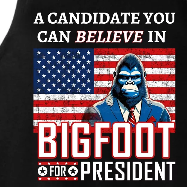 A Candidate You Can Believe In. Bigfoot For President Ladies Tri-Blend Wicking Tank