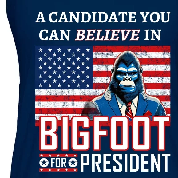 A Candidate You Can Believe In. Bigfoot For President Ladies Essential Flowy Tank