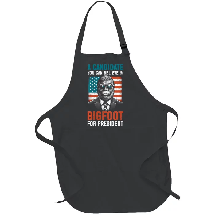 A Candidate You Can Believe In Bigfoot For President 2024 Full-Length Apron With Pocket