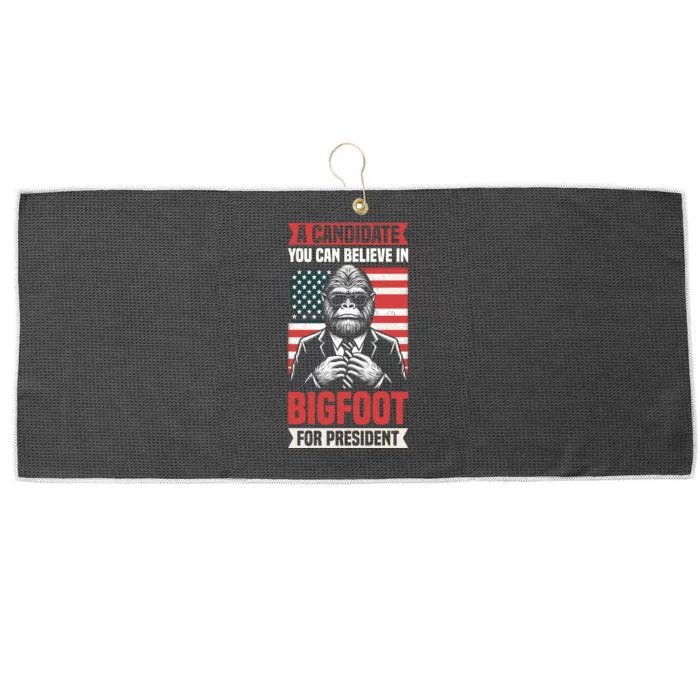 A Candidate You Can Believe In Bigfoot For President 2024 Large Microfiber Waffle Golf Towel