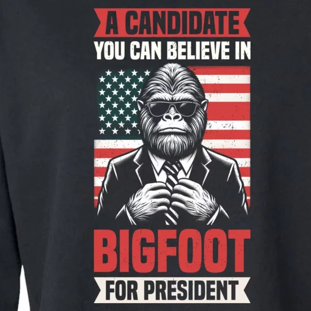 A Candidate You Can Believe In Bigfoot For President 2024 Cropped Pullover Crew