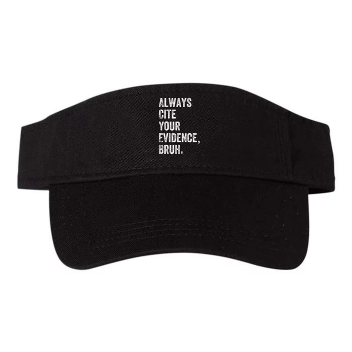 Always Cite Your Evidence Bruh Funny English Teacher Valucap Bio-Washed Visor