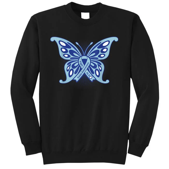 ALS Disease Awareness. Blue Ribbon Gift Sweatshirt