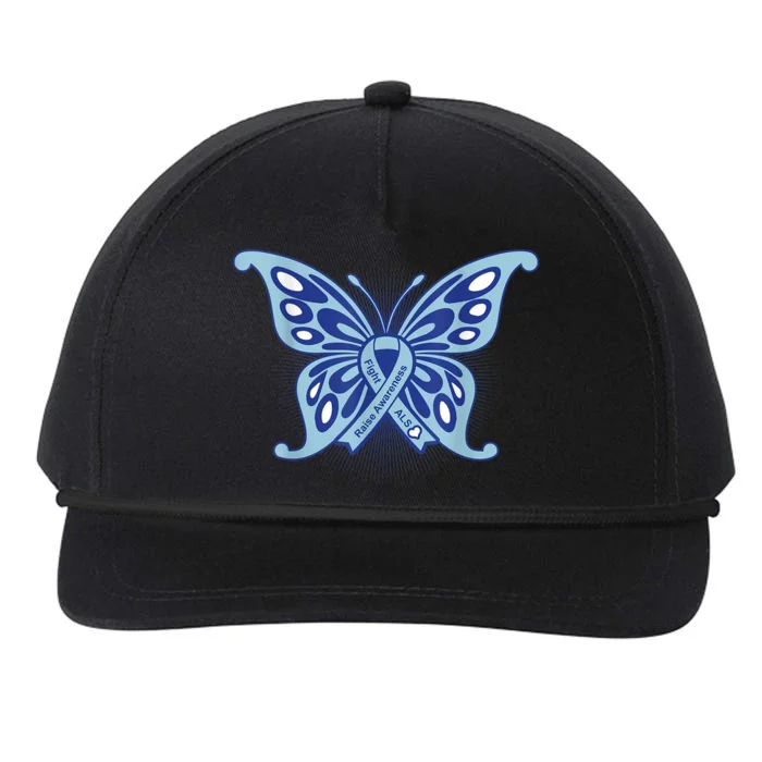 ALS Disease Awareness. Blue Ribbon Gift Snapback Five-Panel Rope Hat